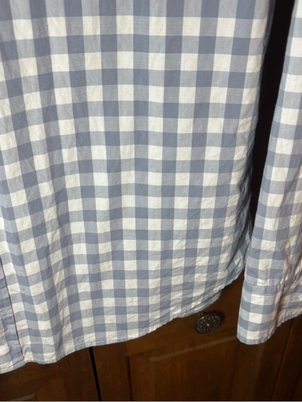 J. Crew Men's Light Blue and White Gingham Button-Down Shirt